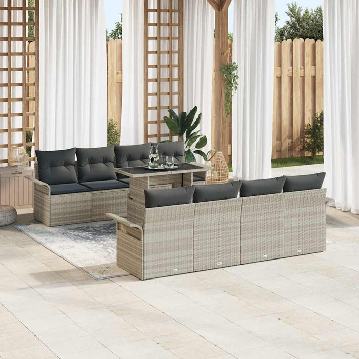 Set de canapele pentru grădină 9 pcs Gri deschis Rattan poli - WALTI WALTI