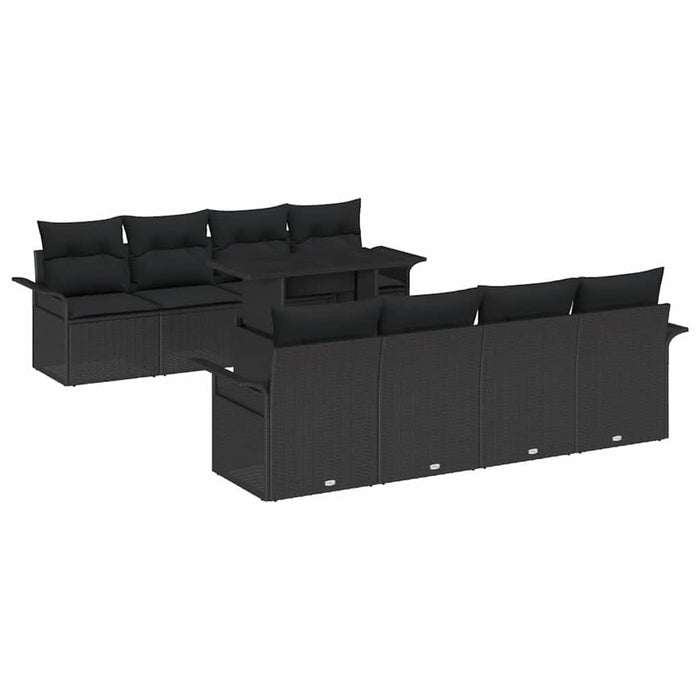 Set de canapele pentru grădină cu pernă 9 pcs Negru Rattan poli - WALTI WALTI