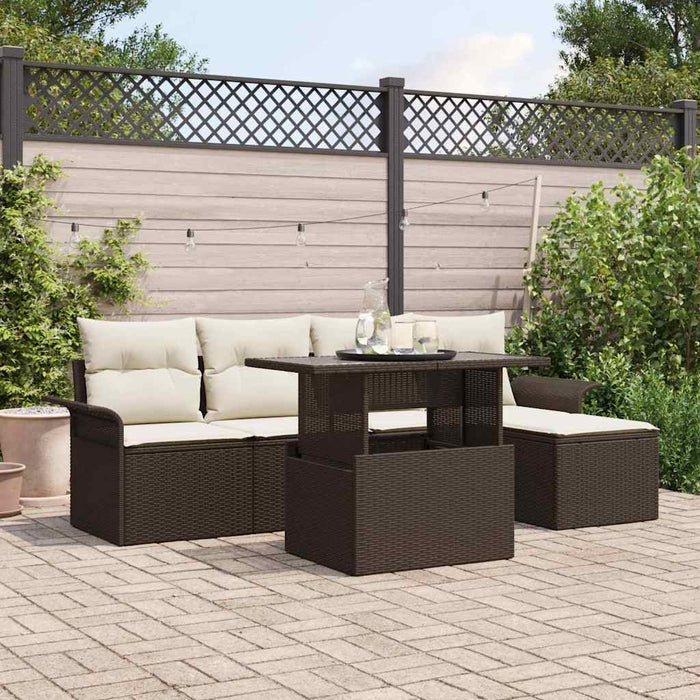 Set de canapele pentru grădină cu pernă 6 pcs Maro Rattan poli - WALTI WALTI