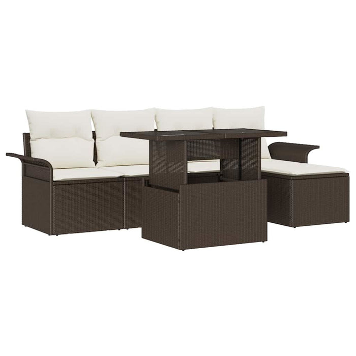 Set de canapele pentru grădină cu pernă 6 pcs Maro Rattan poli - WALTI WALTI