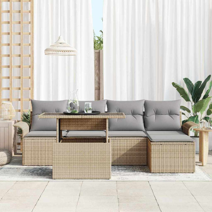 Set de canapele pentru grădină cu pernă 6 pcs Bej Rattan poli - WALTI WALTI