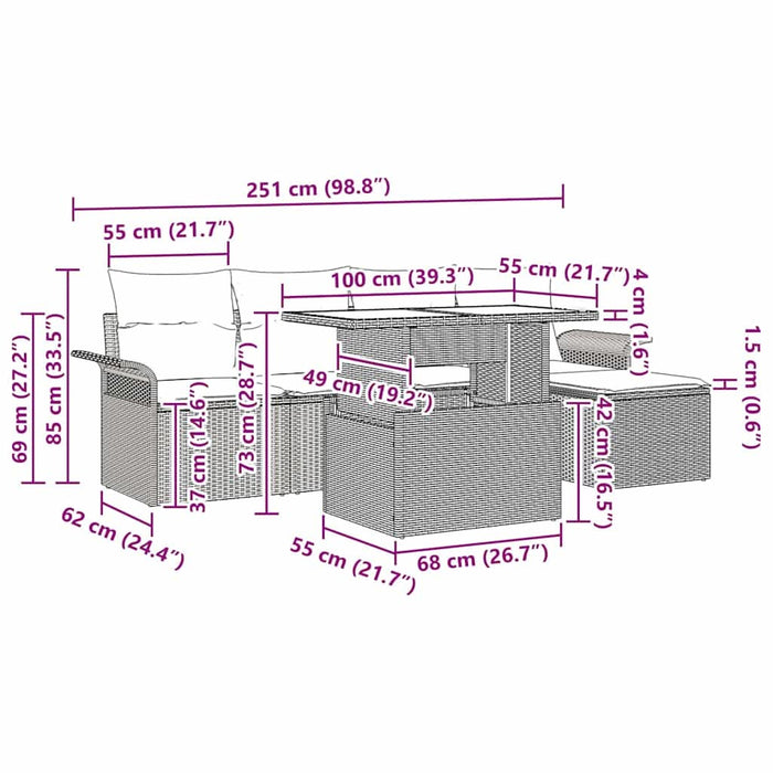 Set de canapele pentru grădină cu pernă 6 pcs Bej Rattan poli - WALTI WALTI