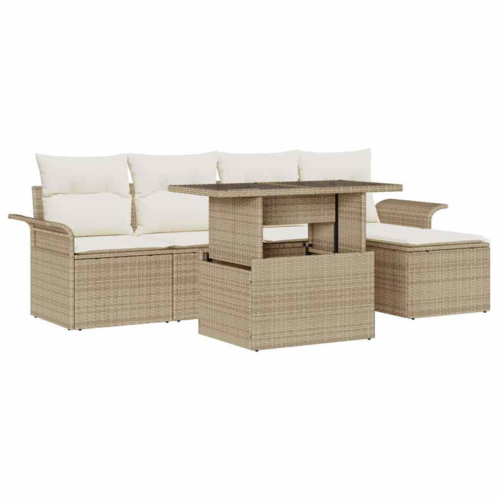 Set de canapele pentru grădină cu pernă 6 pcs Bej poliratan - WALTI WALTI