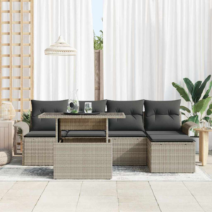 Set de canapele pentru grădină 6 pcs Gri deschis Rattan poli - WALTI WALTI