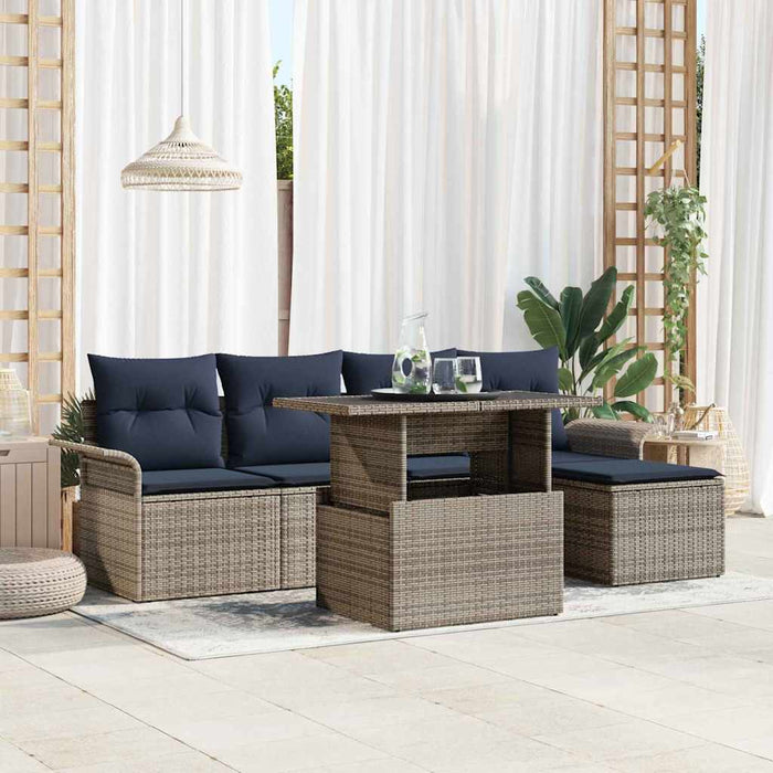 Set de canapele pentru grădină cu pernă 6 pcs Gri poliratan - WALTI WALTI
