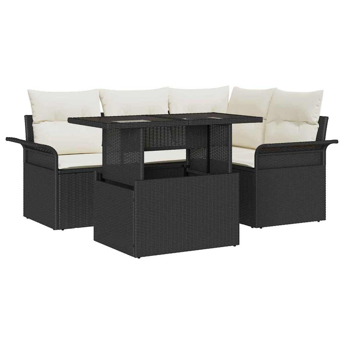 Set de canapele pentru grădină 5 buc. Negru poliratan WALTI