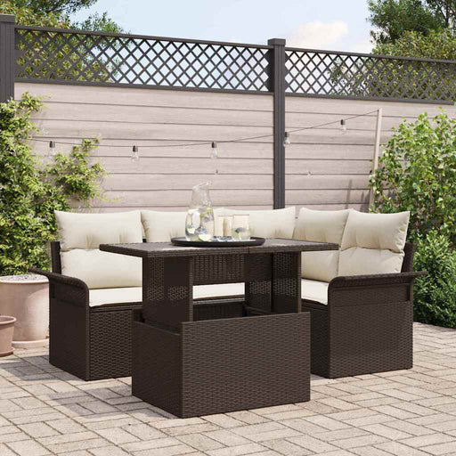 Set de canapele pentru grădină cu pernă 5 pcs Maro Rattan poli - WALTI WALTI