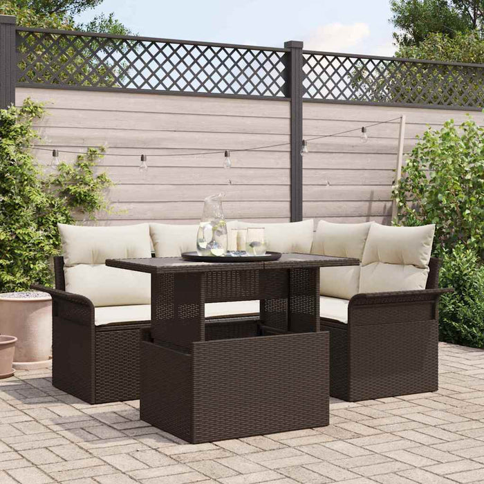 Set de canapele pentru grădină cu pernă 5 pcs Maro Rattan poli - WALTI WALTI