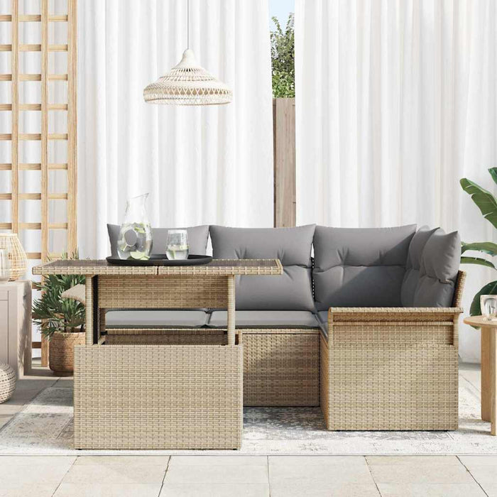 Set de canapele pentru grădină cu pernă 5 pcs Bej Rattan poli - WALTI WALTI