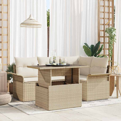 Set de canapele pentru grădină cu pernă 5 pcs Bej Rattan poli - WALTI WALTI