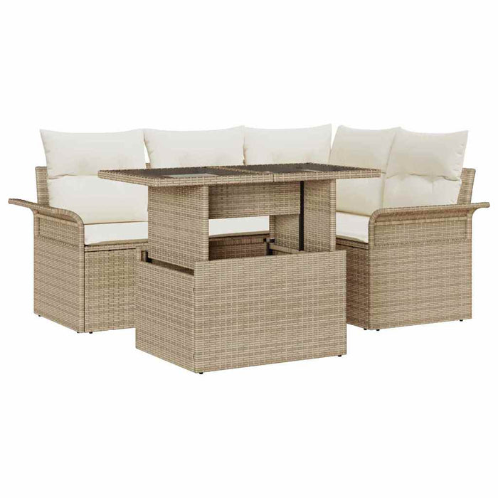 Set de canapele pentru grădină cu pernă 5 pcs Bej Rattan poli - WALTI WALTI