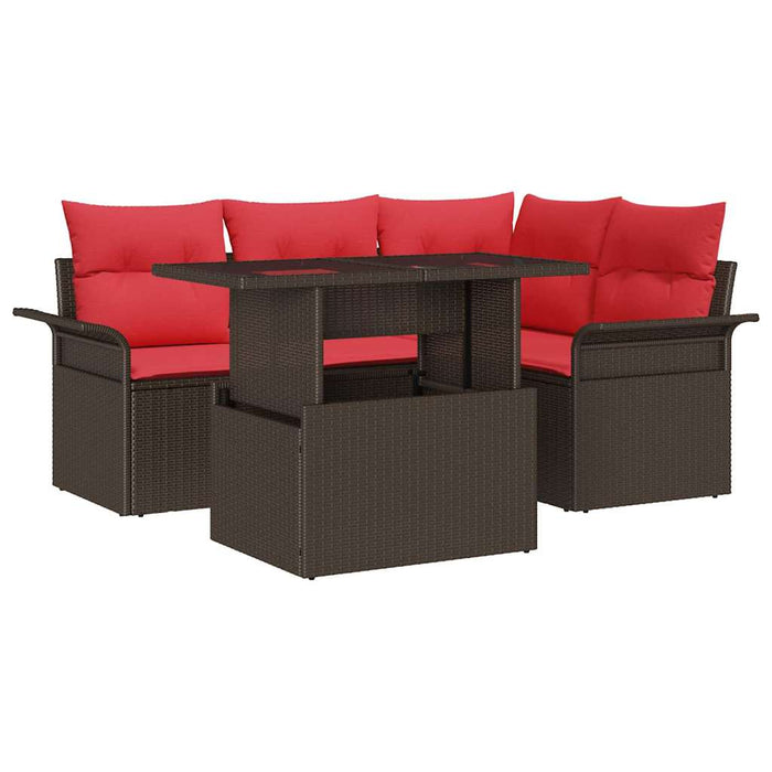 Set de canapele pentru grădină cu pernă 5 pcs Maro poliratan - WALTI WALTI