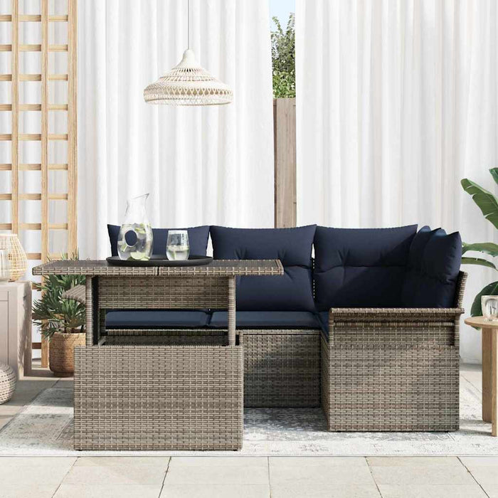Set de canapele pentru grădină cu pernă 5 pcs Gri poliratan - WALTI WALTI