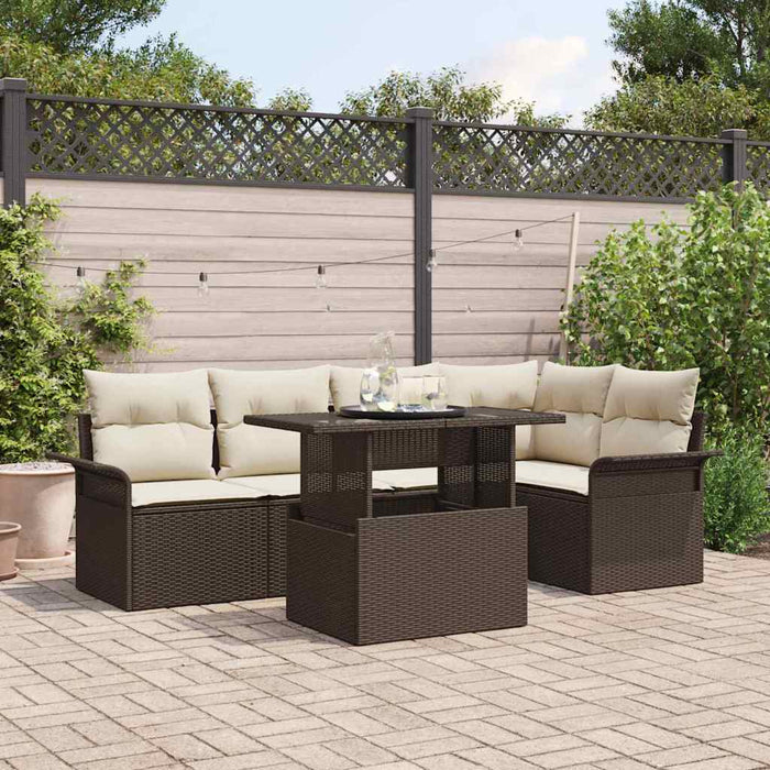 Set de canapele pentru grădină cu pernă 6 pcs Maro Rattan poli - WALTI WALTI