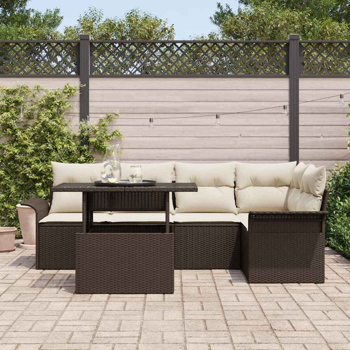 Set de canapele pentru grădină cu pernă 6 pcs Maro Rattan poli - WALTI WALTI