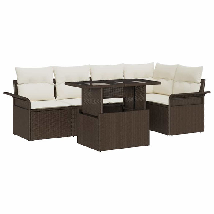 Set de canapele pentru grădină cu pernă 6 pcs Maro Rattan poli - WALTI WALTI