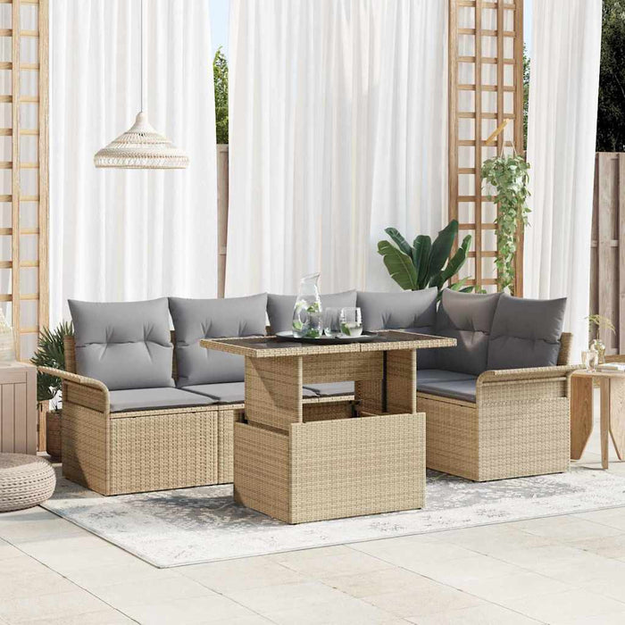 Set de canapele pentru grădină cu pernă 6 pcs Bej Rattan poli - WALTI WALTI