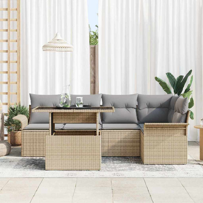Set de canapele pentru grădină cu pernă 6 pcs Bej Rattan poli - WALTI WALTI