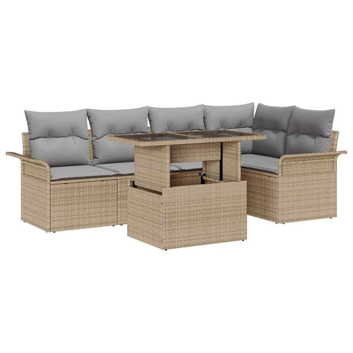 Set de canapele pentru grădină cu pernă 6 pcs Bej Rattan poli - WALTI WALTI