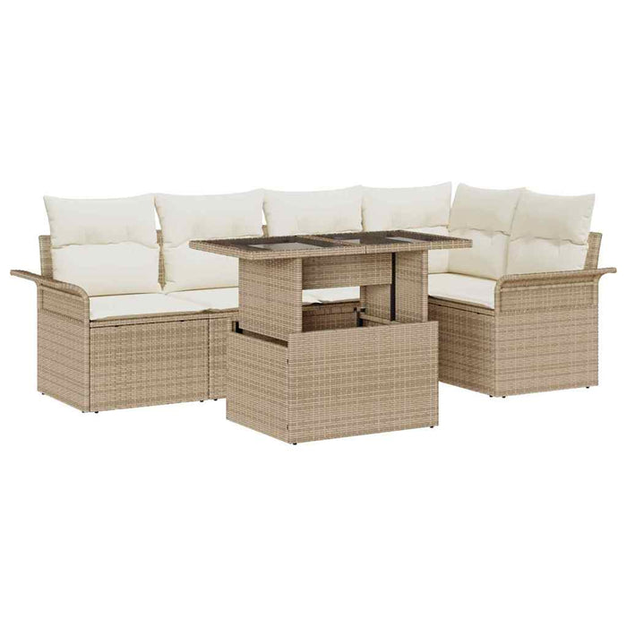 Set de canapele pentru grădină cu pernă 6 pcs Bej poliratan - WALTI WALTI