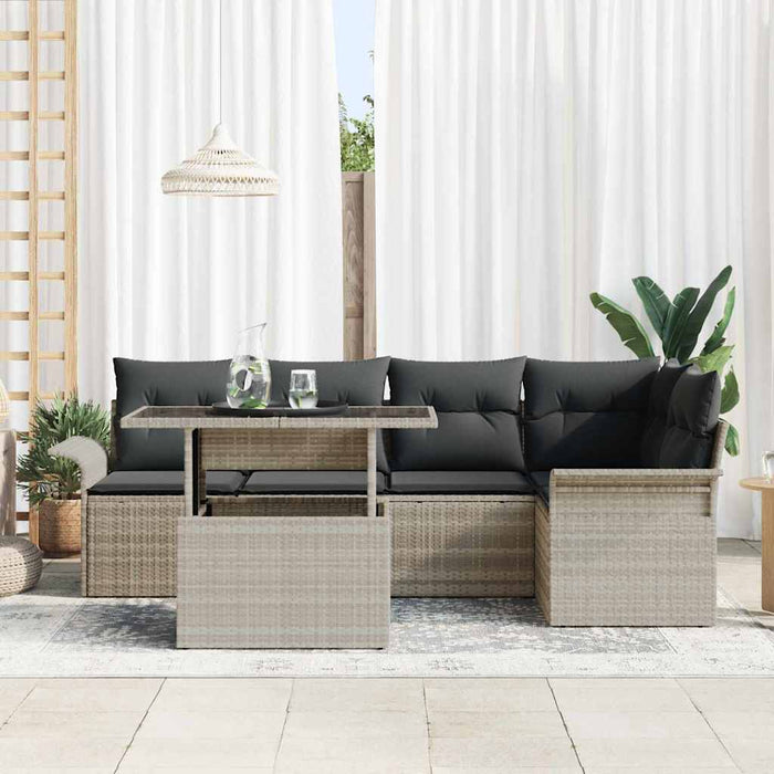 Set de canapele pentru grădină 6 pcs Gri deschis Rattan poli - WALTI WALTI