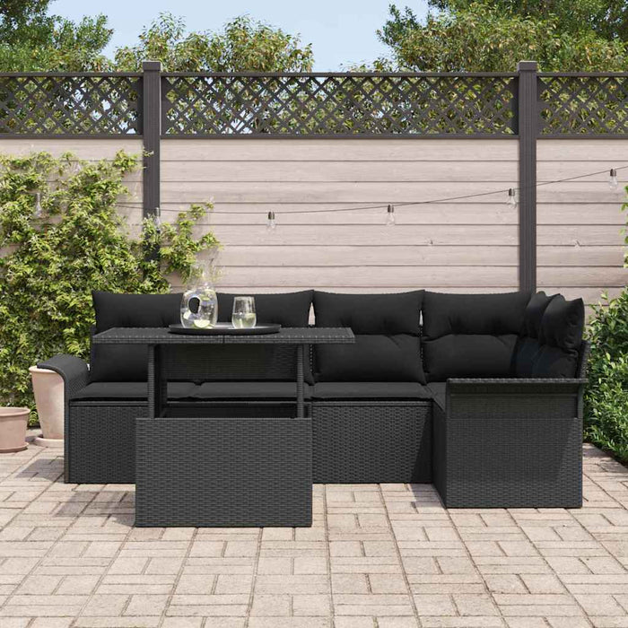 Set de canapele pentru grădină cu pernă 6 pcs Negru Rattan poli - WALTI WALTI