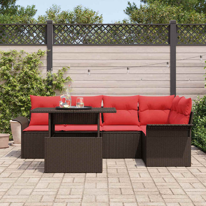 Set de canapele pentru grădină cu pernă 6 pcs Maro Rattan poli - WALTI WALTI