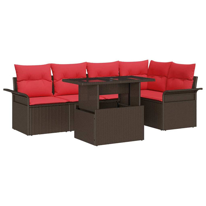 Set de canapele pentru grădină cu pernă 6 pcs Maro Rattan poli - WALTI WALTI