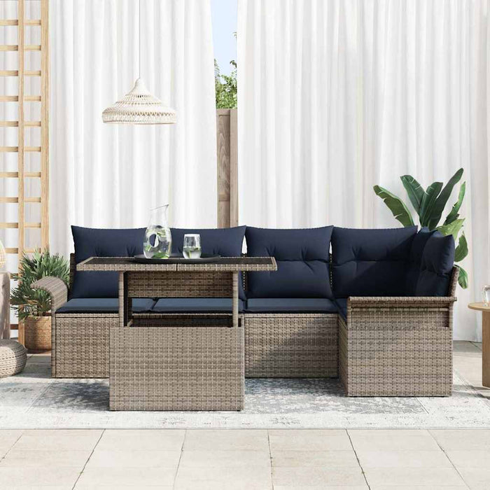Set de canapele pentru grădină cu pernă 6 pcs Gri Rattan poli - WALTI WALTI