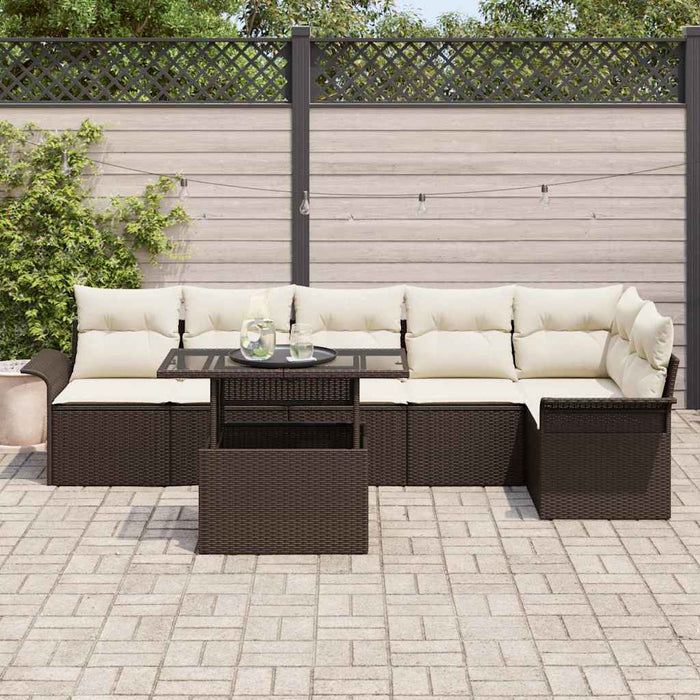 Set de canapele pentru grădină cu pernă 7 pcs Maro Rattan poli - WALTI WALTI