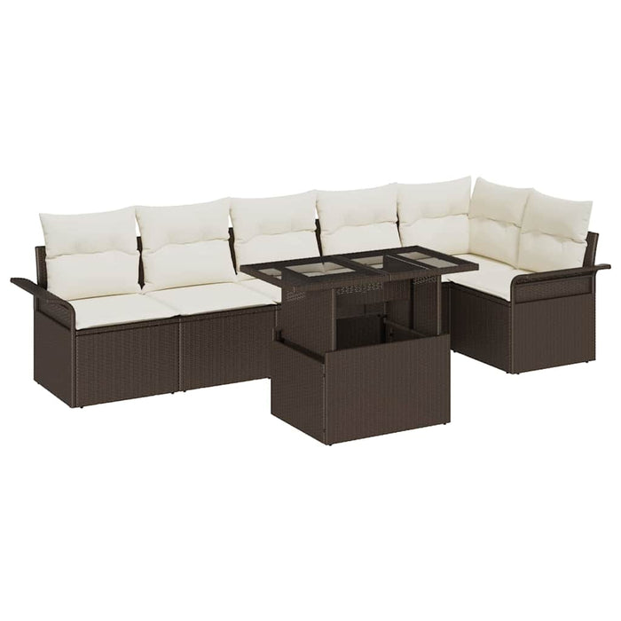 Set de canapele pentru grădină cu pernă 7 pcs Maro Rattan poli - WALTI WALTI
