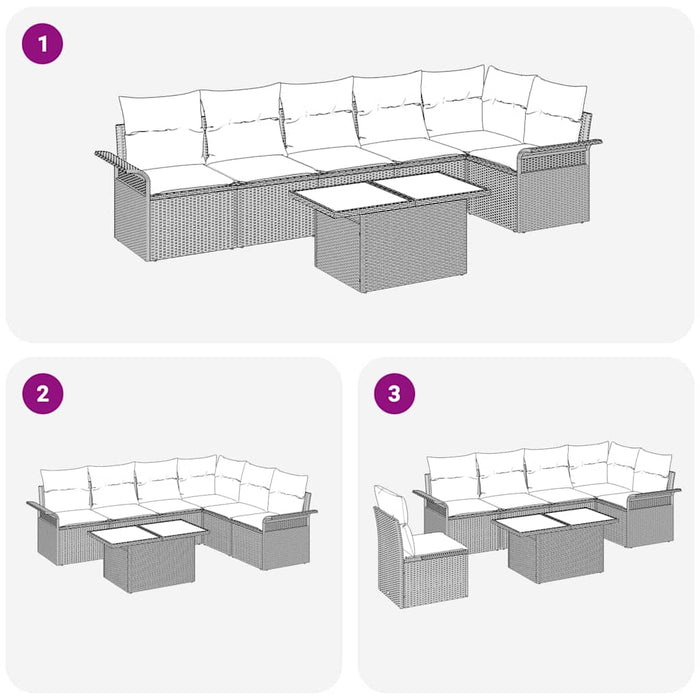 Set de canapele pentru grădină cu pernă 7 pcs Maro Rattan poli - WALTI WALTI