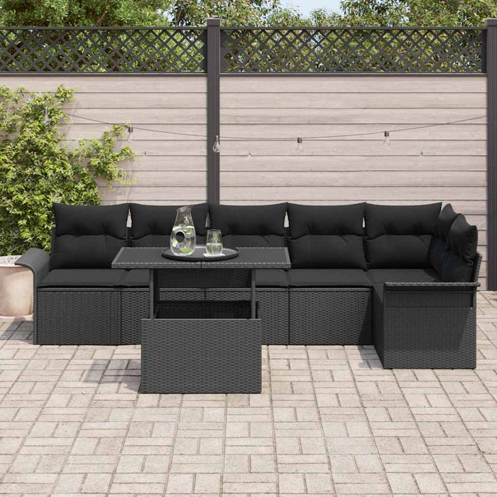 Set de canapele pentru grădină cu pernă 7 pcs Negru Rattan poli - WALTI WALTI