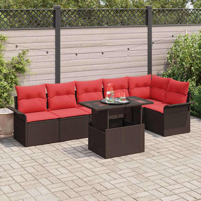 Set de canapele pentru grădină cu pernă 7 pcs Maro Rattan poli - WALTI WALTI