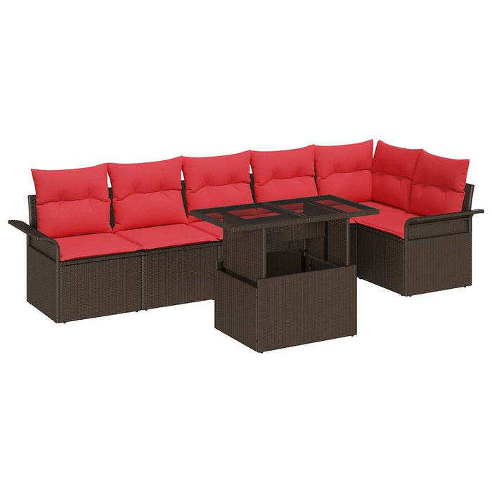 Set de canapele pentru grădină cu pernă 7 pcs Maro Rattan poli - WALTI WALTI