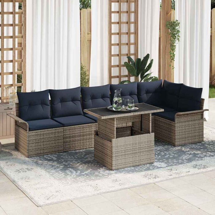 Set de canapele pentru grădină cu pernă 7 pcs Gri Rattan poli - WALTI WALTI