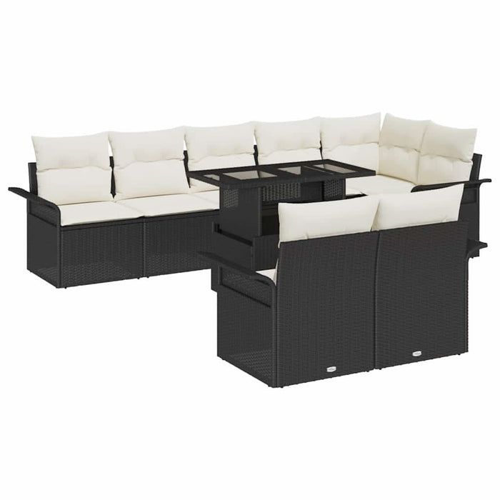 Set de canapele pentru grădină cu pernă 9 pcs Negru Rattan poli - WALTI WALTI