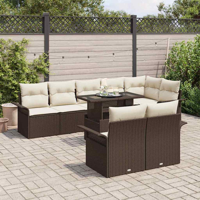 Set de canapele pentru grădină cu pernă 9 pcs Maro Rattan poli - WALTI WALTI