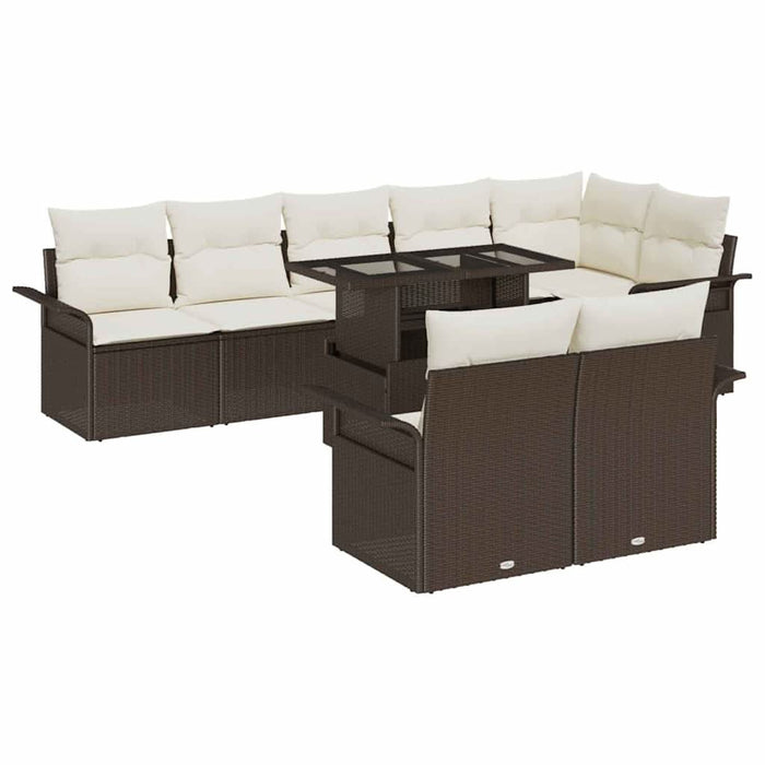 Set de canapele pentru grădină cu pernă 9 pcs Maro Rattan poli - WALTI WALTI