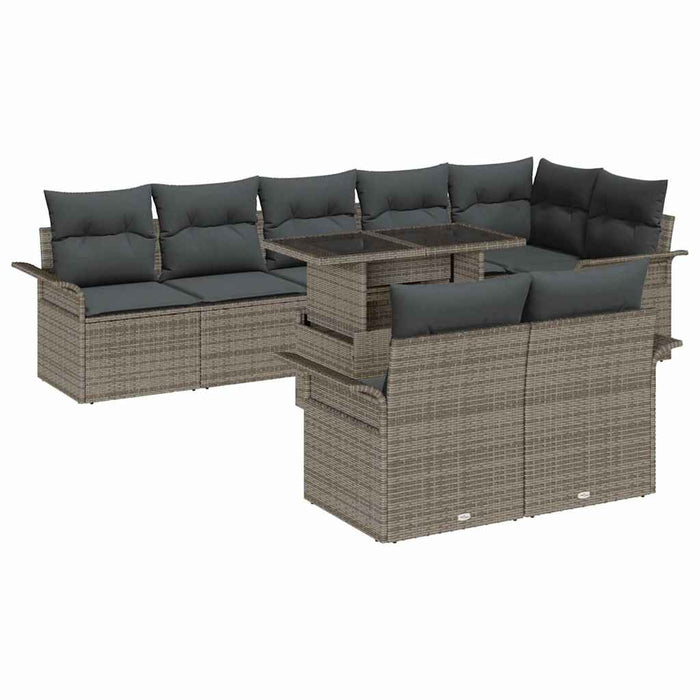 Set de canapele pentru grădină cu pernă 9 pcs Gri Rattan poli - WALTI WALTI