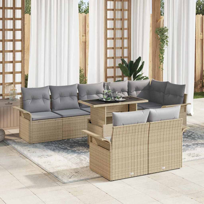 Set de canapele pentru grădină cu pernă 9 pcs Bej Rattan poli - WALTI WALTI
