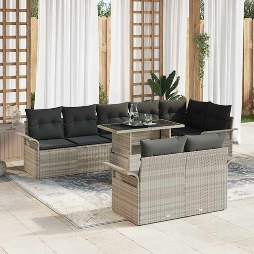 Set de canapele pentru grădină 9 pcs Gri deschis Rattan poli - WALTI WALTI