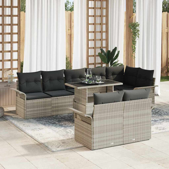 Set de canapele pentru grădină 9 pcs Gri deschis Rattan poli - WALTI WALTI