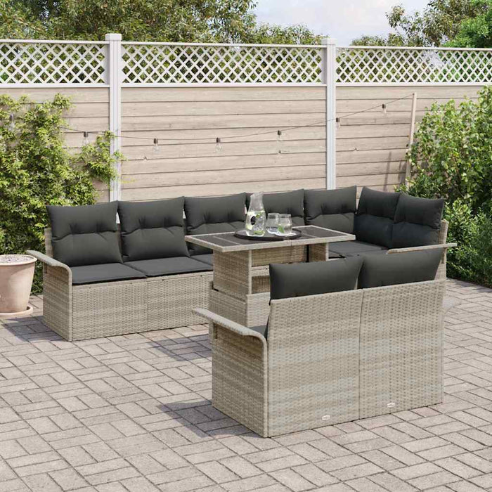 Set de canapele pentru grădină 9 pcs Gri deschis Rattan poli - WALTI WALTI