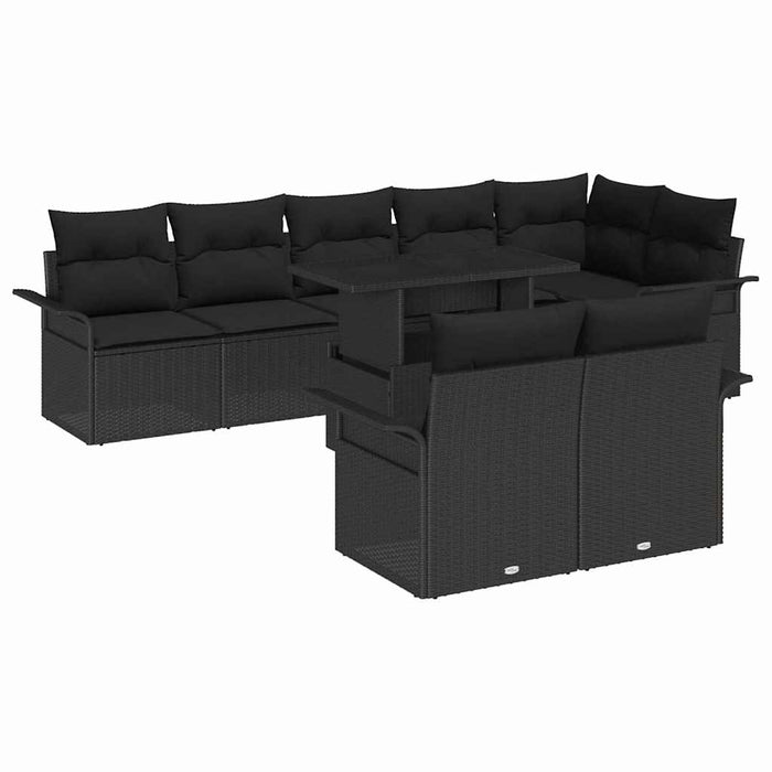 Set de canapele pentru grădină cu pernă 9 pcs Negru Rattan poli - WALTI WALTI