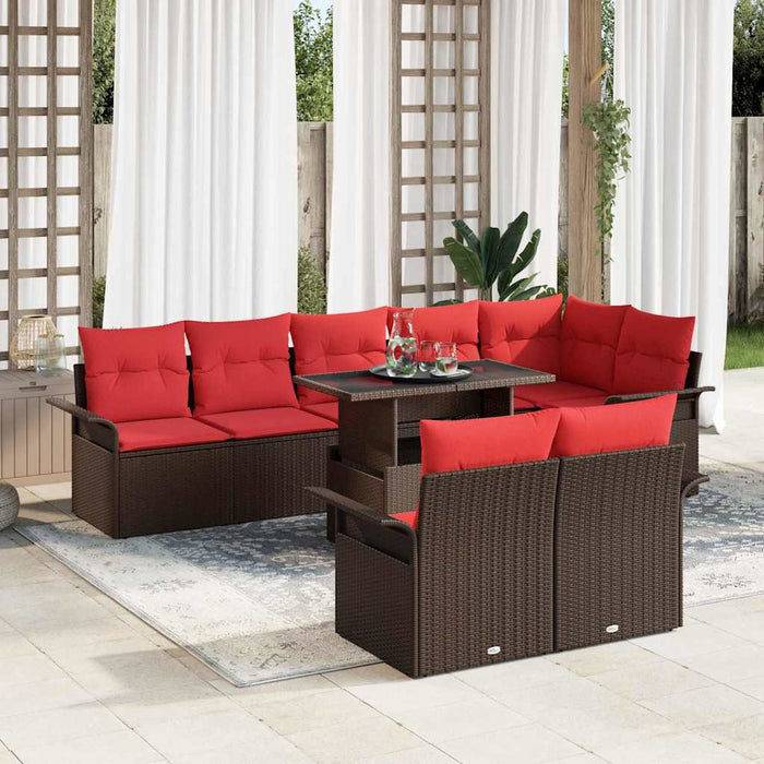 Set de canapele pentru grădină cu pernă 9 pcs Maro Rattan poli - WALTI WALTI
