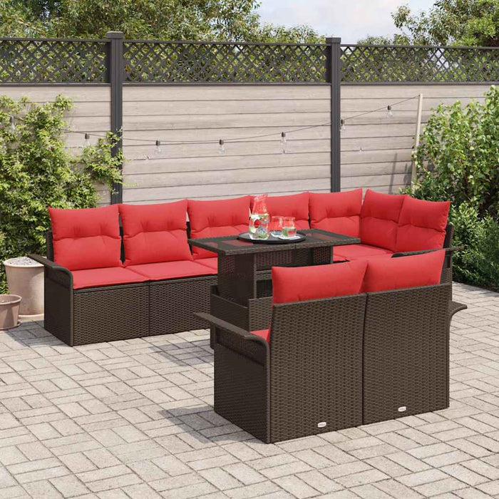 Set de canapele pentru grădină cu pernă 9 pcs Maro Rattan poli - WALTI WALTI