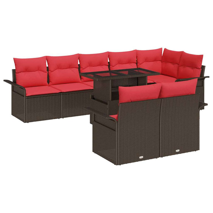 Set de canapele pentru grădină cu pernă 9 pcs Maro Rattan poli - WALTI WALTI