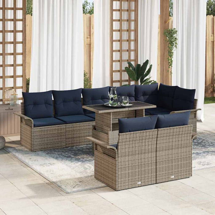 Set de canapele pentru grădină cu pernă 9 pcs Gri Rattan poli - WALTI WALTI