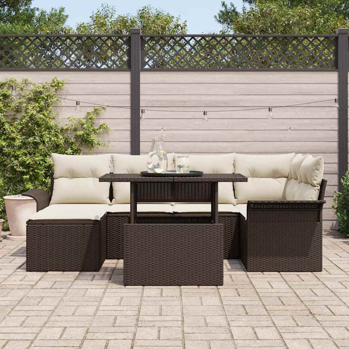 Set de canapele pentru grădină cu pernă 7 pcs Maro Rattan poli - WALTI WALTI